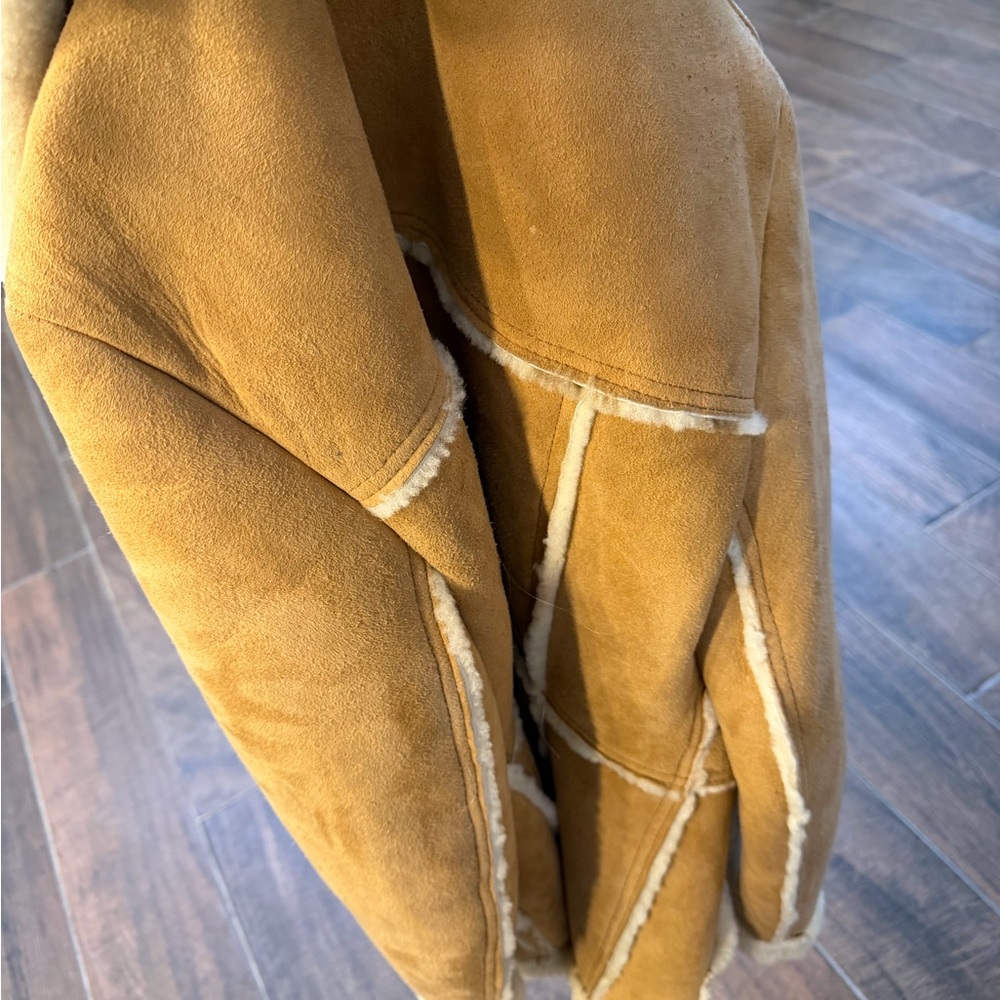 Source Unknown Camel Leather Jacket With Ivory De… - image 2